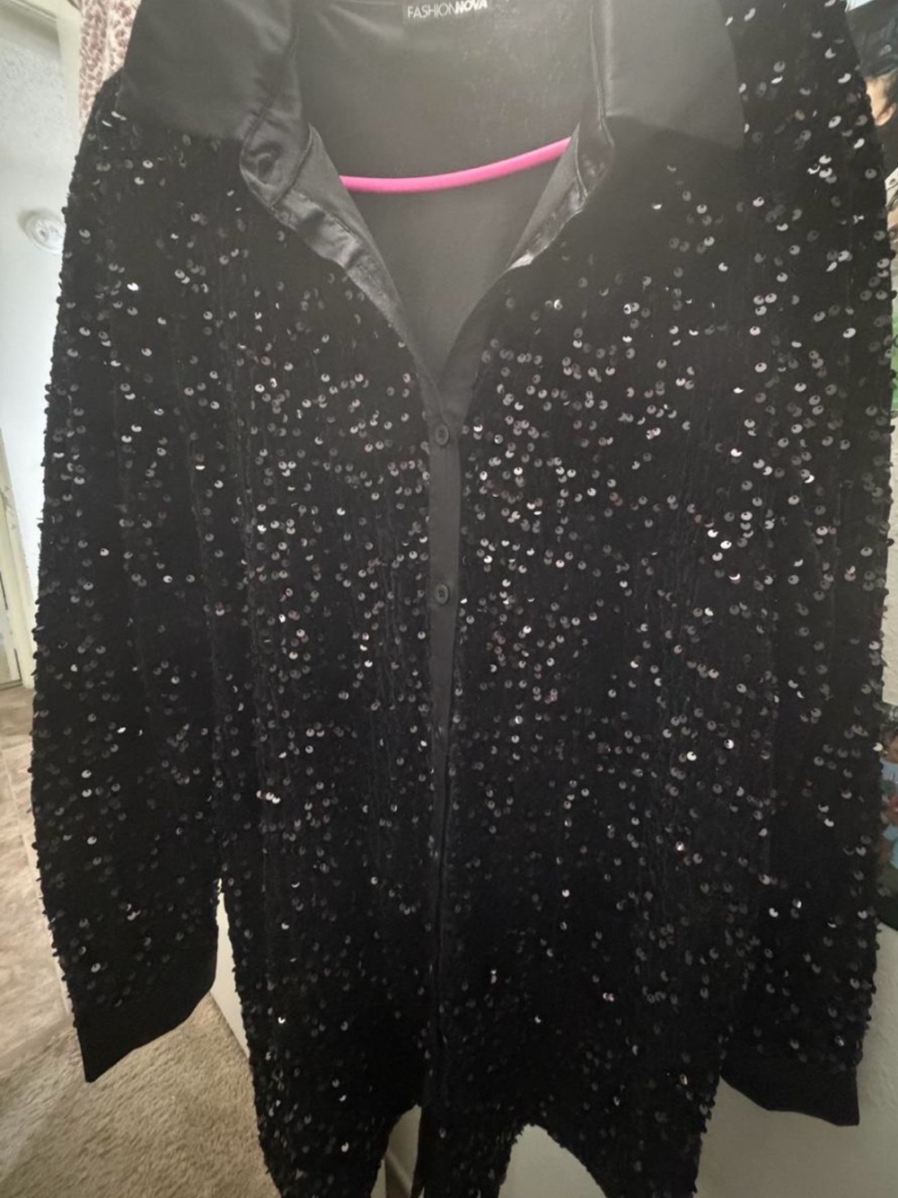 Fashion Nova Black Sequin Blazer Jacket